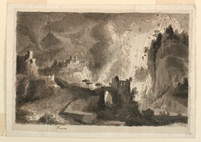 Scenografia, Spalanie miasta autorstwa Antonio Giuseppe Basoli