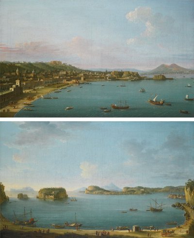 "Neapol od zachodu" i "Zatoka Pozzuoli" autorstwa Antonio Joli autorstwa Antonio Joli