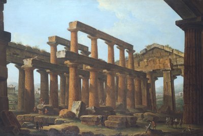 Świątynia Posejdona w Paestum – Antonio Joli (1700-1777) autorstwa Antonio Joli