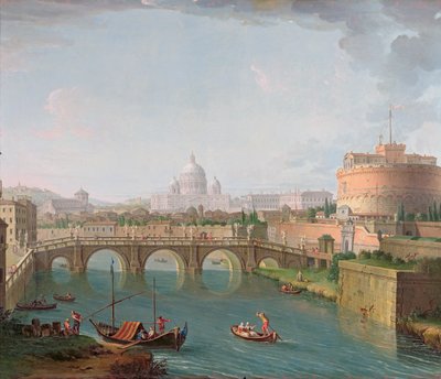 Widok Tybru, ok. 1700-77 (olej na płótnie) autorstwa Antonio Joli