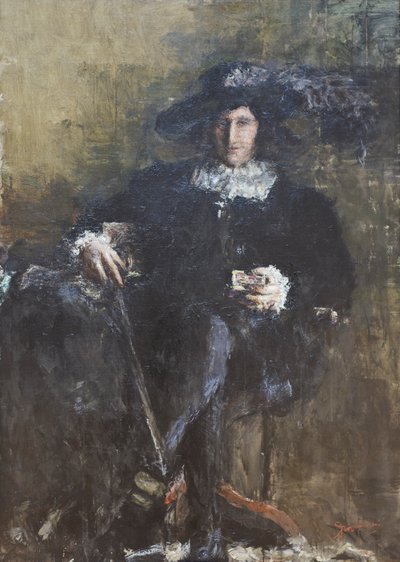 Siedzący muszkieter, ok. 1920 (olej na płótnie) autorstwa Antonio Mancini