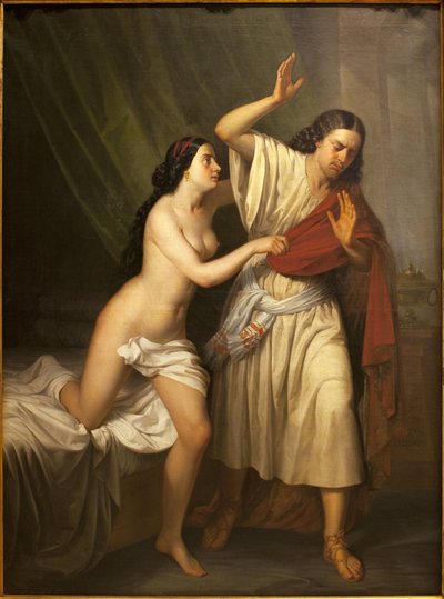 Józef i żona Putifara (Potifara). Obraz Antonio Esquivela (1806-1857), olej na płótnie autorstwa Antonio María Esquivel y Suárez de Urbina