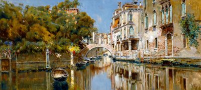 Kanał w Wenecji w słońcu autorstwa Antonio Maria de Reyna Manescau