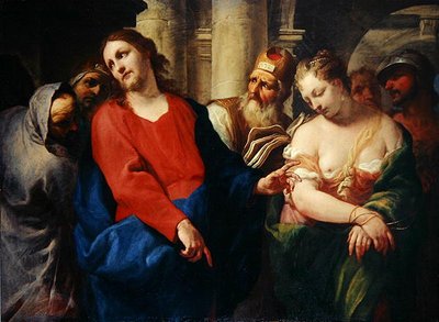 Cudzołożnica przed Chrystusem (olej na płótnie) autorstwa Antonio Molinari