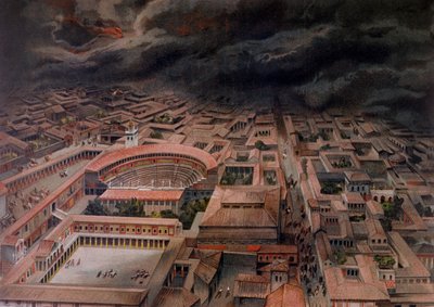 Erupcja Wezuwiusza w Pompejach w 79 roku n.e. autorstwa Antonio Niccolini