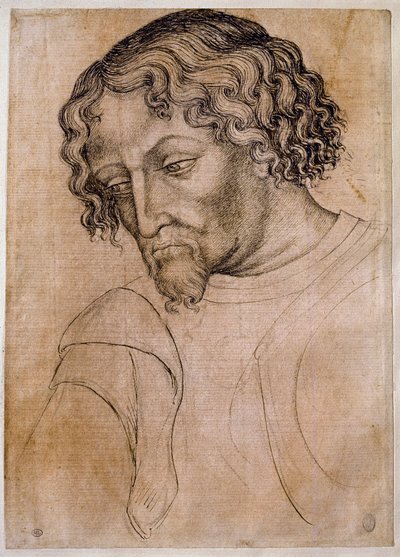 Popiersie brodatego mężczyzny, w trzech czwartych głowa pochylona w lewo. Rysunek warsztatu Antonio di Puccio Pisano dit Pisanello (1395-1455). Pióro (rysunek), krew. Wymiary: 28x20cm. Luwr, firma rysunkowa autorstwa Antonio Pisanello