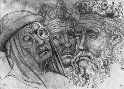 Głowy trzech mężczyzn, z albumu Vallardi autorstwa Antonio Pisanello