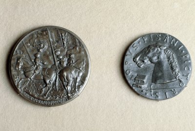 Medal Francesco Sforzy, władcy Cremony, na koniu (brąz) autorstwa Antonio Pisanello