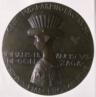 Medal portretowy przedstawiający Gianfrancesco Gonzagę (13945-1444) 1446-8 (brąz) (rewers patrz 96844) autorstwa Antonio Pisanello