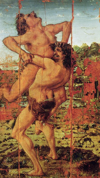 Herkules i Antaeus, 1478 (tempera na panelu) (patrz także 162310) autorstwa Antonio Pollaiuolo
