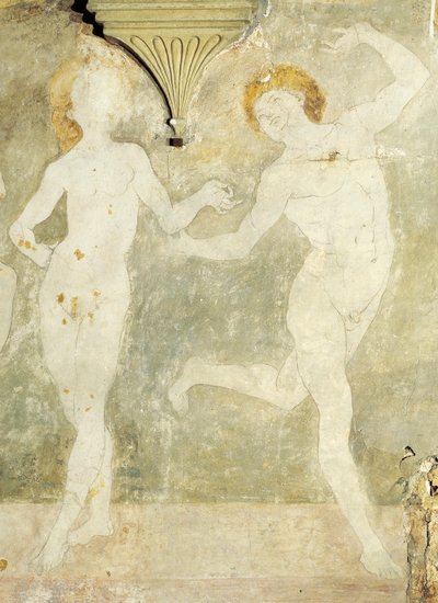 Taniec nago autorstwa Antonio del Pollaiuolo lub Antonio Benci (ok. 1431-1498), fresk, detal, Villa La Gallina, Arcetri, Florencja autorstwa Antonio Pollaiuolo