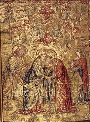 Nawiedzenie, gobelin przedstawiający sceny z życia św. Jana Chrzciciela (tkanina) autorstwa Antonio Pollaiuolo