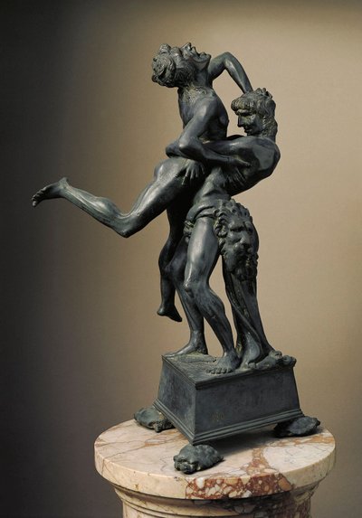 Dwanaście dzieł Herkulesa: „”Heracles (Hercules) Lift the Giant Ante”” Rzeźba z brązu autorstwa Antonio Benci pt. Le Pollaiolo (Pollaiuolo) (1431–1498) 1475 wym. 45 cm Museo del Bargello, Florencja autorstwa Antonio Pollaiuolo