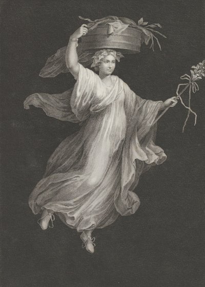 Bachantka niosąca na głowie duży kosz i trzymająca laskę w le..., ca. 1795-ok. 1820. autorstwa Antonio Ricciani