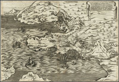 Antonio Salamanca 1538 Il Vero Disegnio In Sui Propio Luogho Ritratto Del In Felice Paese Di Posuolo Quale E. M. 60 et del Monte di Nuovo Nato In Mare Et In Terra , , 29 de Setenbre 1538 autorstwa Antonio Salamanca