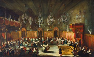 Bal ku czci Anny Marii Luizy de Medici, Elektorki Palatynatu, ca. 1718-1719. autorstwa Antonio Stom