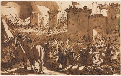 Scena bitewna z fortem, I III XVII w. autorstwa Antonio Tempesta