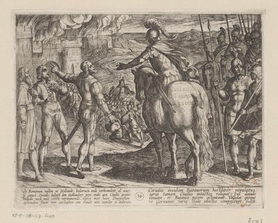 Rzymianie palą holenderską wieś Wojny batawskie przeciwko Rzymianom (tytuł serii) Batavorum cum Romanis Bellum (tytuł serii) autorstwa Antonio Tempesta