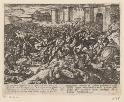 Rzymianie zostają pokonani przez wojska holenderskie pod Bonn Wojny batawskie przeciwko Rzymianom (tytuł serii) Batavorum cum Romanis Bellum (tytuł serii) autorstwa Antonio Tempesta