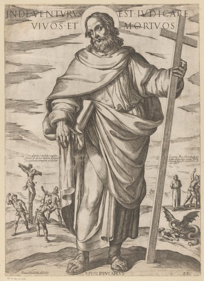 Św. Filipa Stamtąd przyjdzie sądzić żywych i umarłych (tytuł na obiekcie) Chrystus, Maryja i apostoł (tytuł serii) autorstwa Antonio Tempesta
