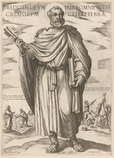 Świętego Piotra Wierzę w boga ojca wszechmocnego stwórcę nieba i ziemi (tytuł na obiekcie) Chrystus, Maryja i apostoł (tytuł serii) autorstwa Antonio Tempesta