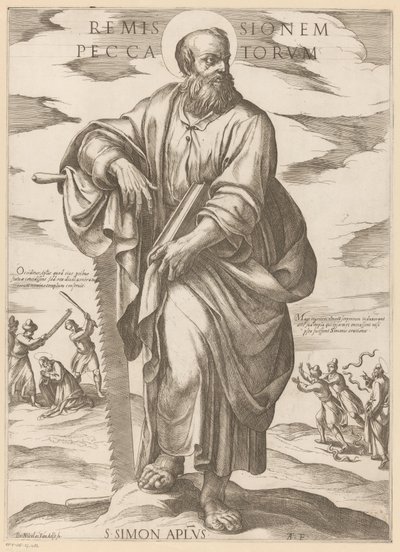Św. Szymona Odpuszczenie grzechów (tytuł na przedmiocie) Chrystus, Maryja i apostoł (tytuł serii) autorstwa Antonio Tempesta