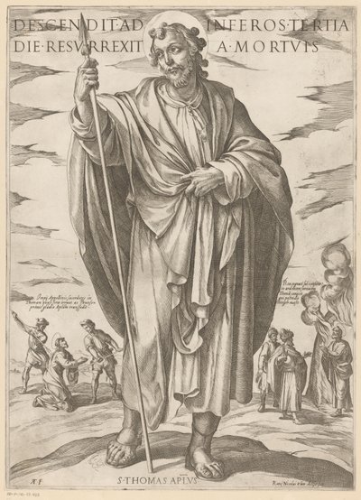 św. Tomasza Zstąpił do piekła trzeciego dnia powstał z martwych (tytuł na obiekcie) Chrystus, Maryja i apostoł (tytuł serii) autorstwa Antonio Tempesta