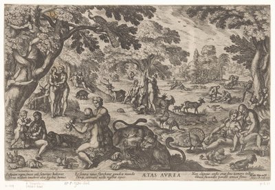 złoty wiek Aetas aurea (tytuł na obiekcie) Cztery wieki świata (tytuł serii) autorstwa Antonio Tempesta