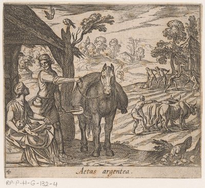 Srebrny wiek Aetas argentea (tytuł na obiekcie) Metamorphoseon sive transformum (tytuł serii) Metamorfozy Owidiusza (tytuł serii) autorstwa Antonio Tempesta