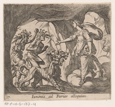 Juno en de Furien bij de port van de Hades Adres Juno do Furii (tytuł na obiekcie) Metamorfoza lub przekształcenia (tytuł serii) Metamorfosen van Ovidius (tytuł serii) autorstwa Antonio Tempesta