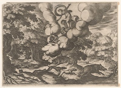 Krajobraz ze śmiercią Adonisa Pejzaże ze scenami mitologicznymi (tytuł serii) autorstwa Antonio Tempesta