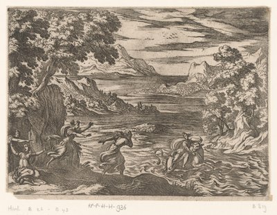 Krajobraz z porwaniem Europy Pejzaże ze scenami mitologicznymi (tytuł serii) autorstwa Antonio Tempesta