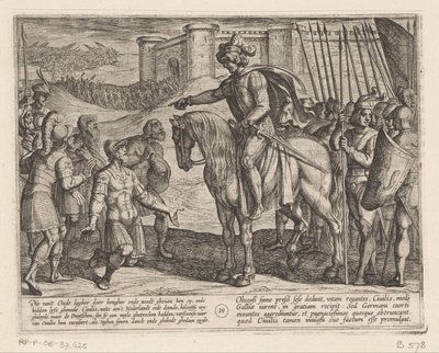 Ludzie z fortecy poddają się Juliusowi Civilisowi Wojny batawskie przeciwko Rzymianom (tytuł serii) Batavorum cum Romanis Bellum (tytuł serii) autorstwa Antonio Tempesta