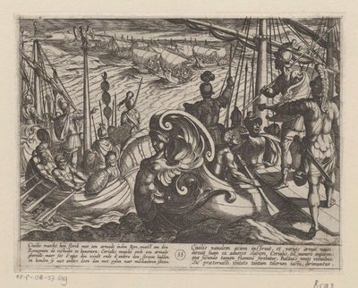 Holenderskie i rzymskie statki na Renie Wojny batawskie przeciwko Rzymianom (tytuł serii) Batavorum cum Romanis Bellum (tytuł serii) autorstwa Antonio Tempesta