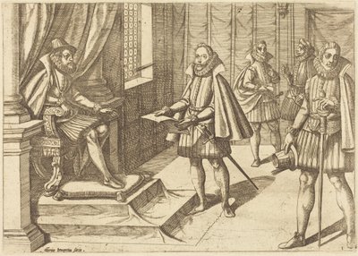 Filip II Hiszpański na swoim tronie autorstwa Antonio Tempesta
