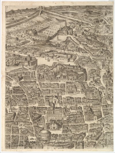 Plan miasta Rzymu. Część 3 z Santa Maria Maggiore, Panteonem i Trajana ..., 1645. autorstwa Antonio Tempesta