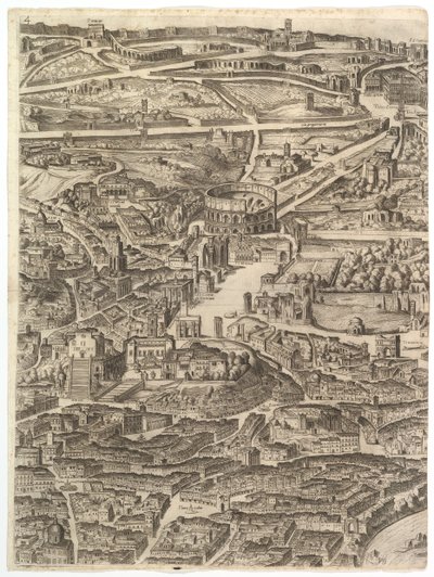 Plan miasta Rzymu. Część 4 z Santa Maria in Aracoeli, Forum Romanum, ..., 1645. autorstwa Antonio Tempesta