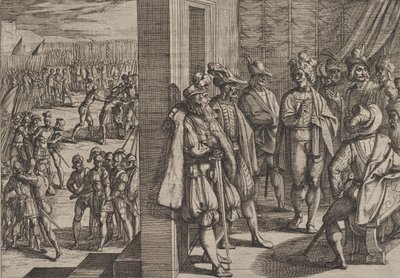 Tablica 18: Tajne spotkanie Cywilów z innymi przywódcami z Trewiru, z Wojny Rzymian..., 1611. autorstwa Antonio Tempesta