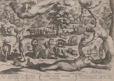 Tablica 1: Kain zabija Abla, z „Bitwy Starego Testamentu”, ok. godz. 1590..., ca. 1590-ok. 1610. autorstwa Antonio Tempesta