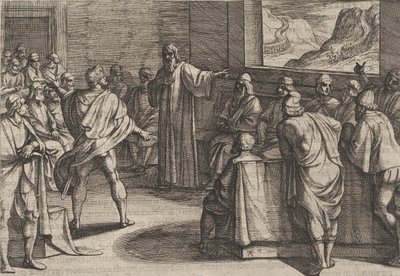 Płyta 23: Konferencja na temat kroków, jakie należy podjąć wobec nowych wojsk rzymskich zbliżających się przez ..., 1611. autorstwa Antonio Tempesta