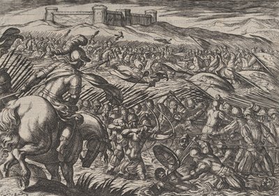Obrazek 29: Cywilis zalewa ziemię przez defensywne łamanie grobli, z Wojna R..., 1611. autorstwa Antonio Tempesta