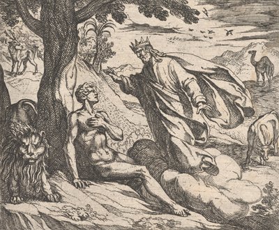 Płyta 2: Stworzenie człowieka Hominis creatio, z „Metamorfoz” Owidiusza, 1606. autorstwa Antonio Tempesta