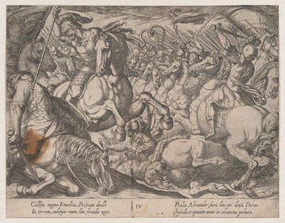 Ilustracja 4: Aleksander walczący z Persami, z Czynów Aleksandra Wielkiego, 1608. autorstwa Antonio Tempesta