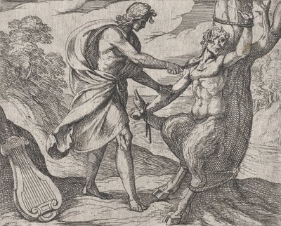 Płyta 58: Apollo zabija Marsyasa Marsyas pokonany przez Apolla, z 