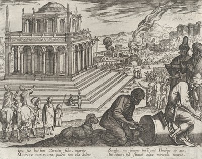 Płyta 5: Grobowiec Mausolus, z „Siedem cudów świata”, 1608. autorstwa Antonio Tempesta