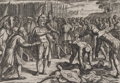 Ilustracja 7: Wizyta posłów niemieckich w Civilis, z filmu Wojna Rzymian przeciwko Batawianom Ro..., 1611. autorstwa Antonio Tempesta
