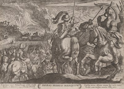 Ilustracja 7: Egipcjanie ścigający Izraelitów, z „Bitwy dawnych…, ca. 1590-ok. 1610. autorstwa Antonio Tempesta