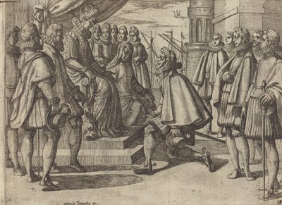 Książę hiszpański przed Małgorzatą Austriacką [verso] autorstwa Antonio Tempesta