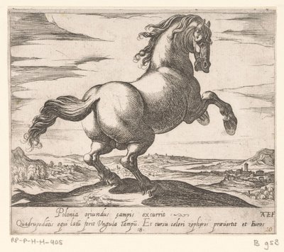 Steigerend paard naar rechts gewend Paarden uit verschiedelden landen (tytuł serii) Z tymi przywódcami będziesz uhonorowany jako przywódca z ustami viroru. autorstwa Antonio Tempesta