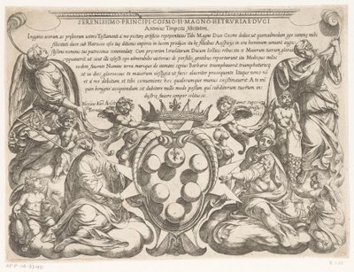 Rycina tytułowa z dedykacją i herbem Cosimo II de